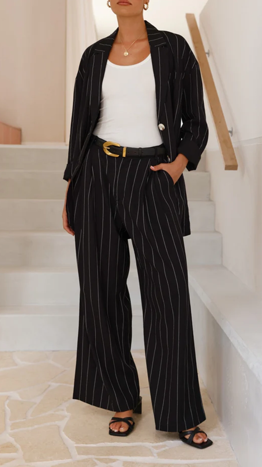 Thea Blazer - Black Pinstripe - Image 8