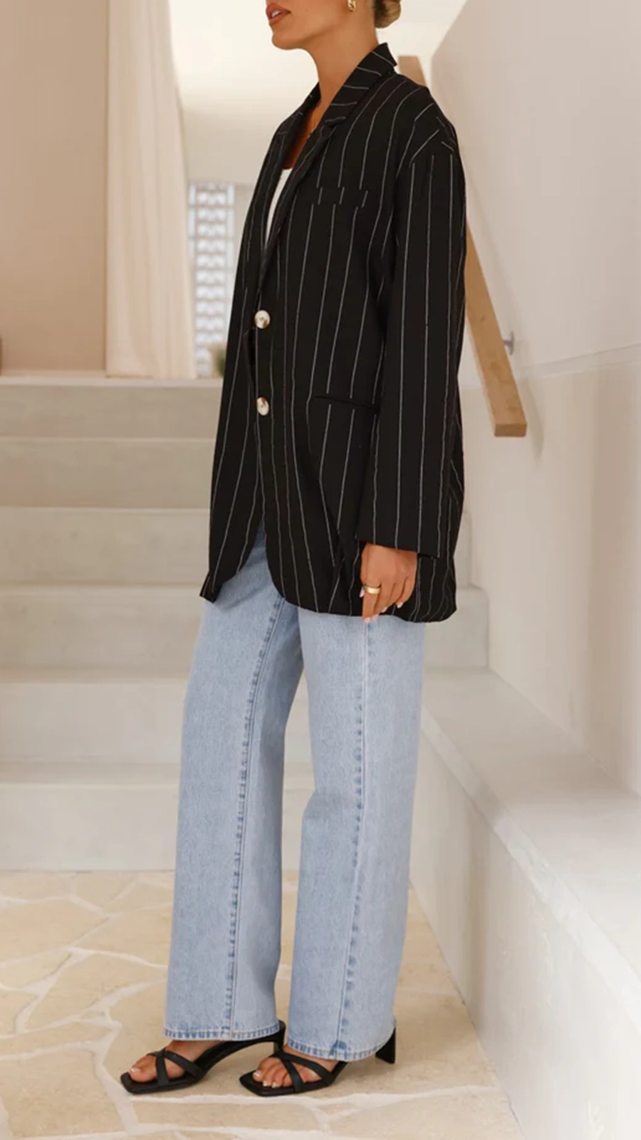 Thea Blazer - Black Pinstripe - Image 2